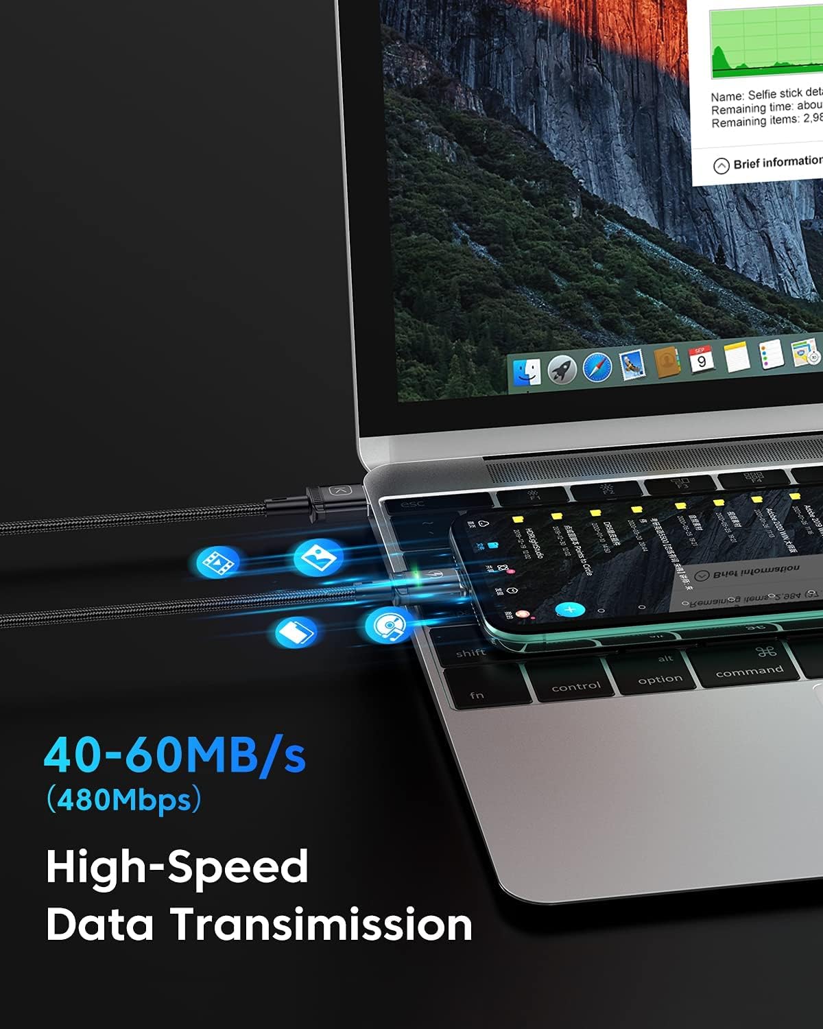 Kuulaa Cavo di ricarica magnetico 3pack, cavo Lightning magnetico, caricatore magnetico per cellulare, ricarica rapida 3A con adattatore di ricarica 3 in 1, cavo in nylon (1M+1M+1M)