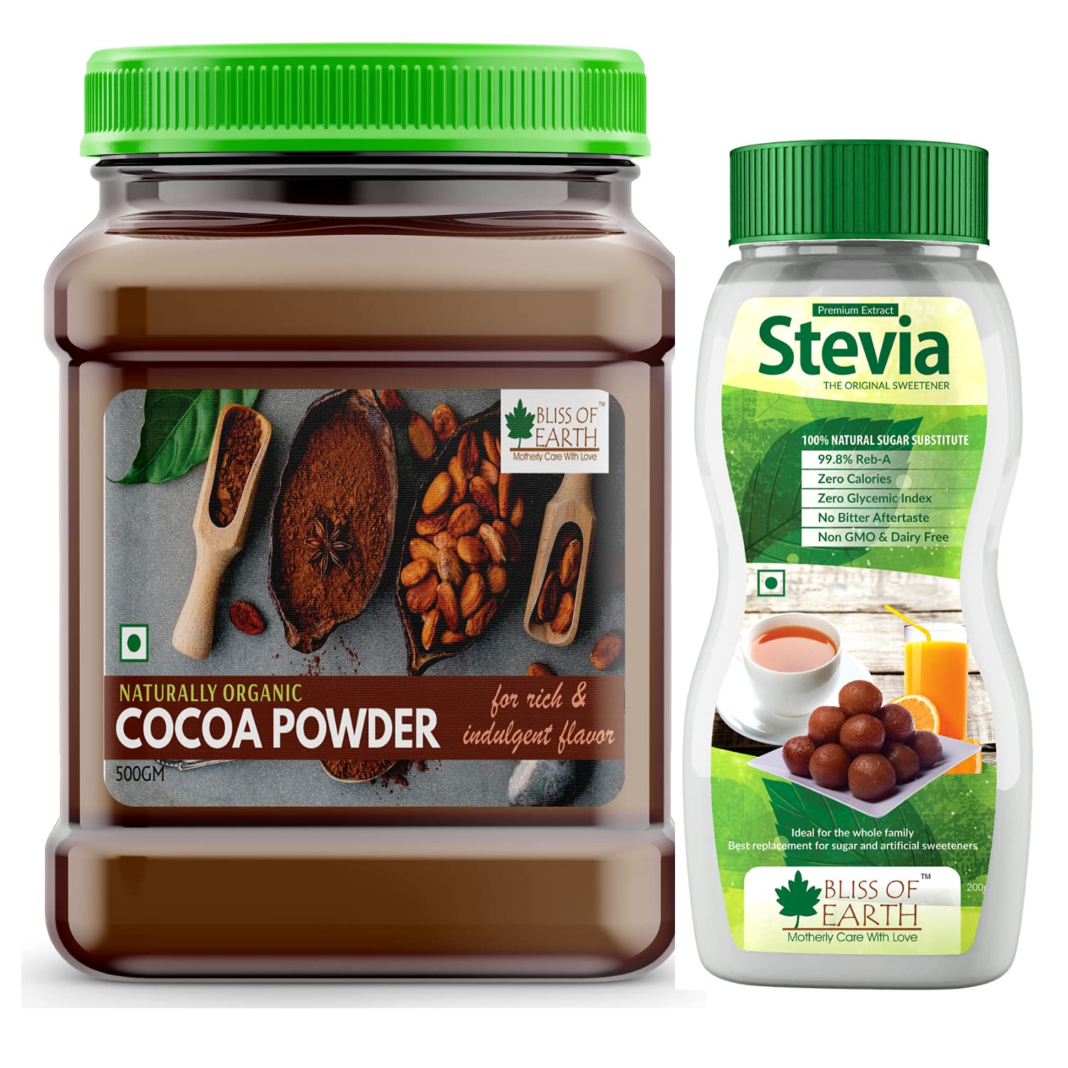 Bliss of Earth Combo of Naturally Dark Cocoa Powder (500gm) for Chocolate Cake Making & 99.8% REB-A Purity Stevia Powder (200GM) Natural & Sugarfree, Zero Calorie Zero GI Keto Sweetener (B095P5PJCB) Amazon Price History, Amazon Price Tracker