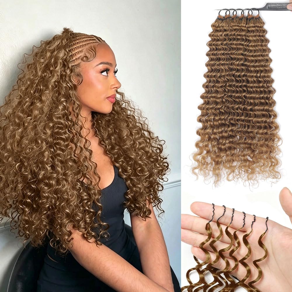 Renyarch Miracle Deep Wave Mini Knots Crochet Human Hair Bundles for Black Women 20 Zoll 27# Human Hair Crochet 125g 100Pcs Wet and Wavy Invisible Knotless Curly Schwarz Echthaar Haarverlängerungen