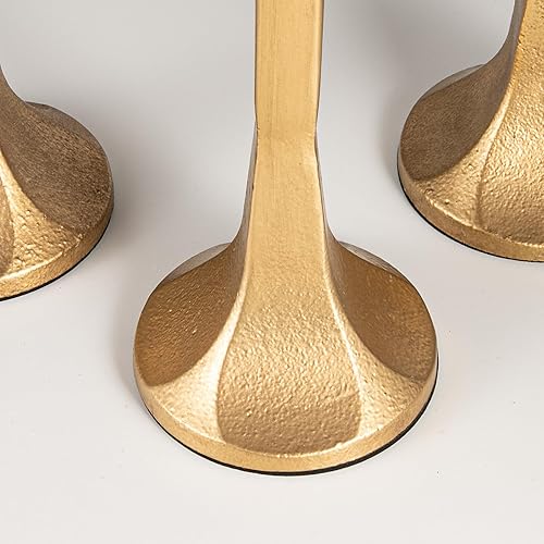 Miniatura 7 de Portavelas cónico de hierro, candelabros altos dorados, portavelas decorativo, juego de 3