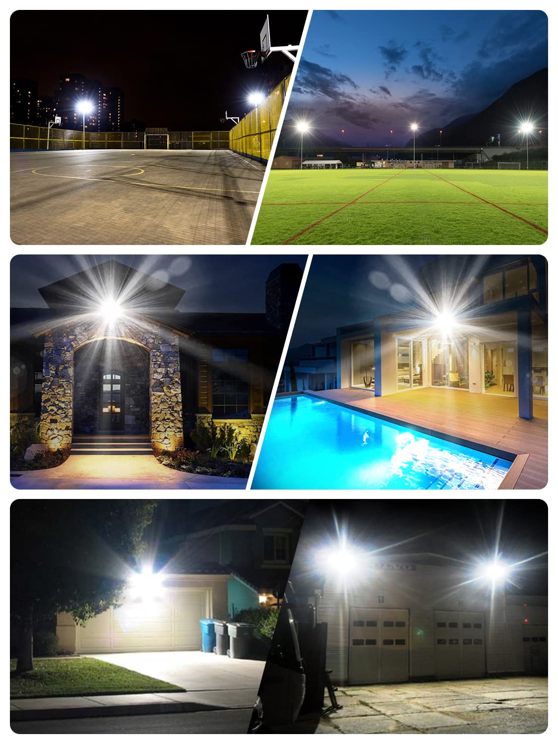 Viugreum Faretto LED da Esterno 200W, IP66 Resistente all'acqua, Luce di Sicurezza 20000LM, 6500K Bianco Freddo, Super Luminoso per Giardino