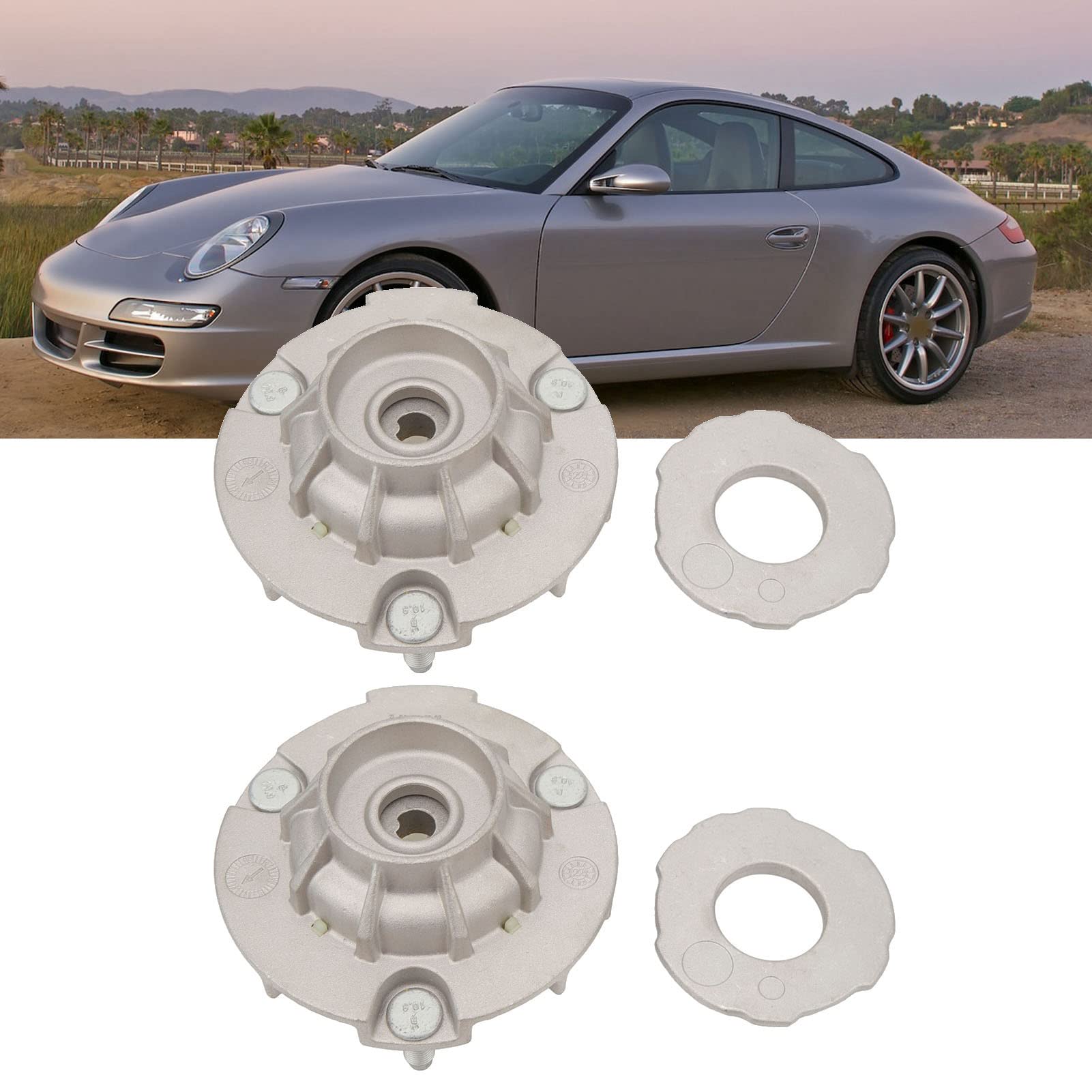 Akozon 99733306101 Mocowanie Amortyzatora Tylnego Zawieszenia dla 911 2005-2013 Redukcja drgań Lewy Prawy para Stop Aluminium i Guma o Wysokiej Wytrzymałości