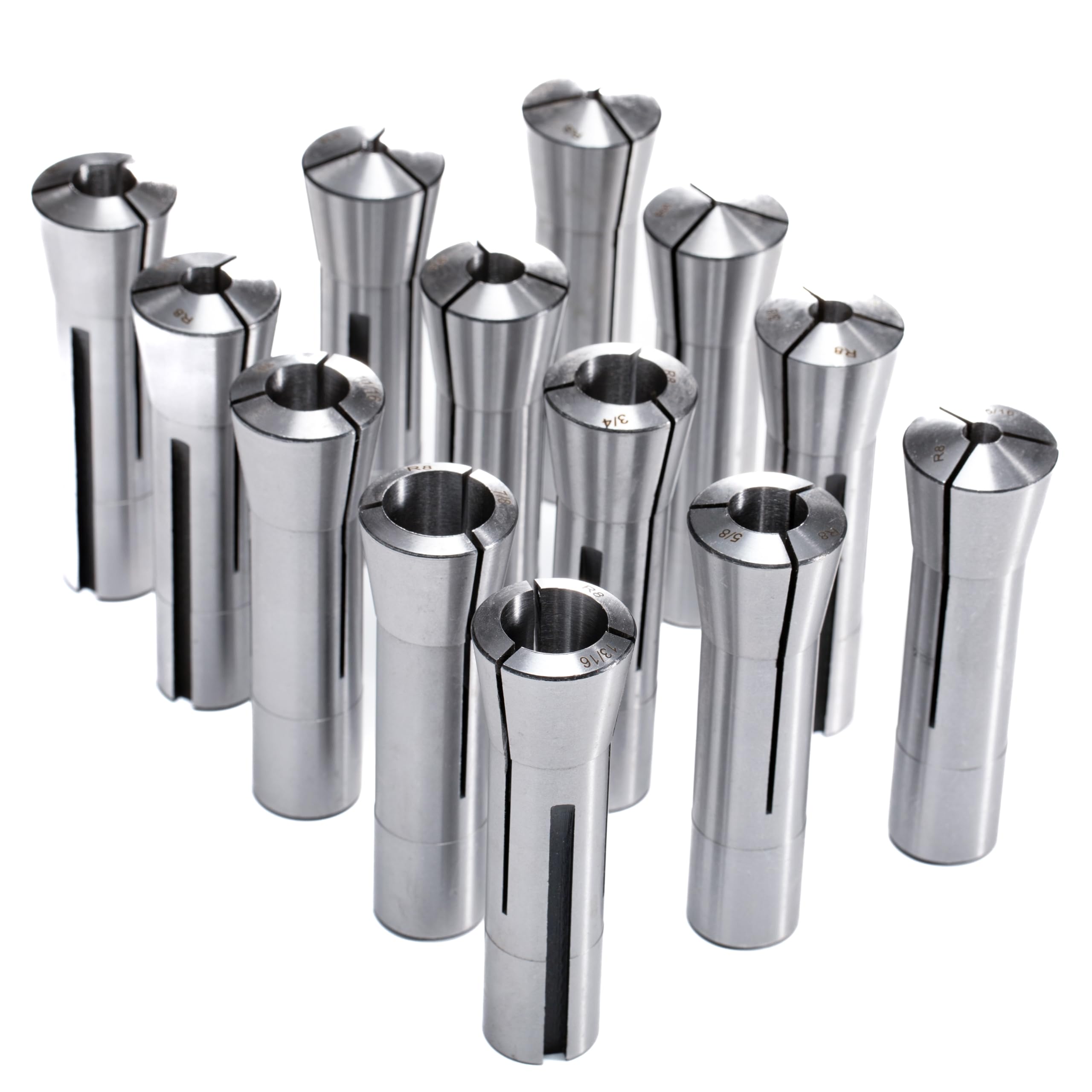 Set di pinze di precisione R8, 13 pezzi, in acciaio al carbonio da 1/8" a 7/8", set di pinze per fresatura, TIR, filettatura 7/16"-20, per fresatura e supporto mandrino