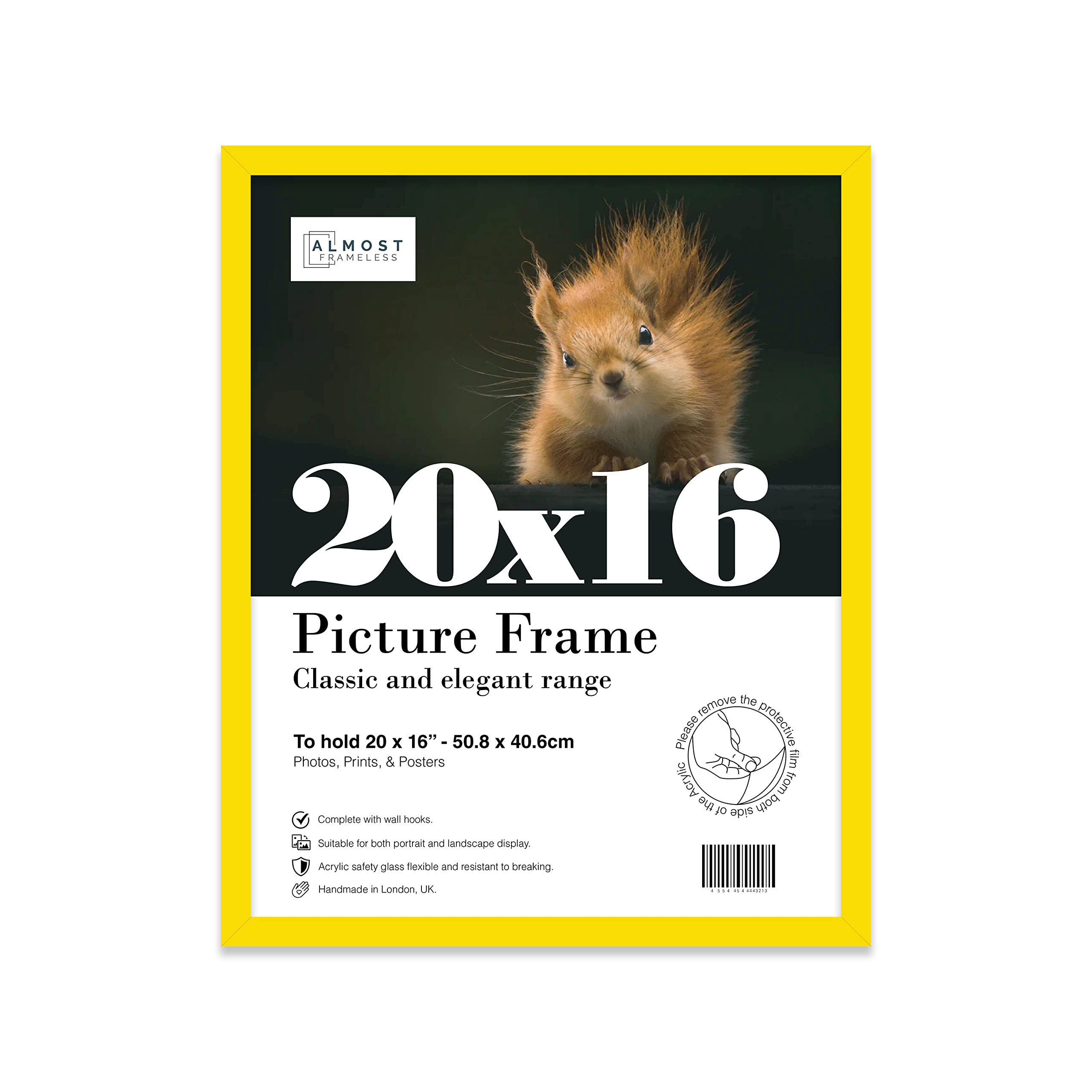 20x16 Inch Yellow Photo Frame Wall Mountable Picture Frame Standard Photograph Size, 20" X 16" (51 X 41cm)