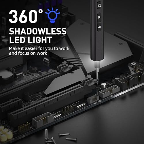 Miniatura 4 de Juego de destornilladores eléctricos, mini destornillador de precisión inalámbrico 44 en 1, mango antideslizante, iluminación LED, ajuste de doble