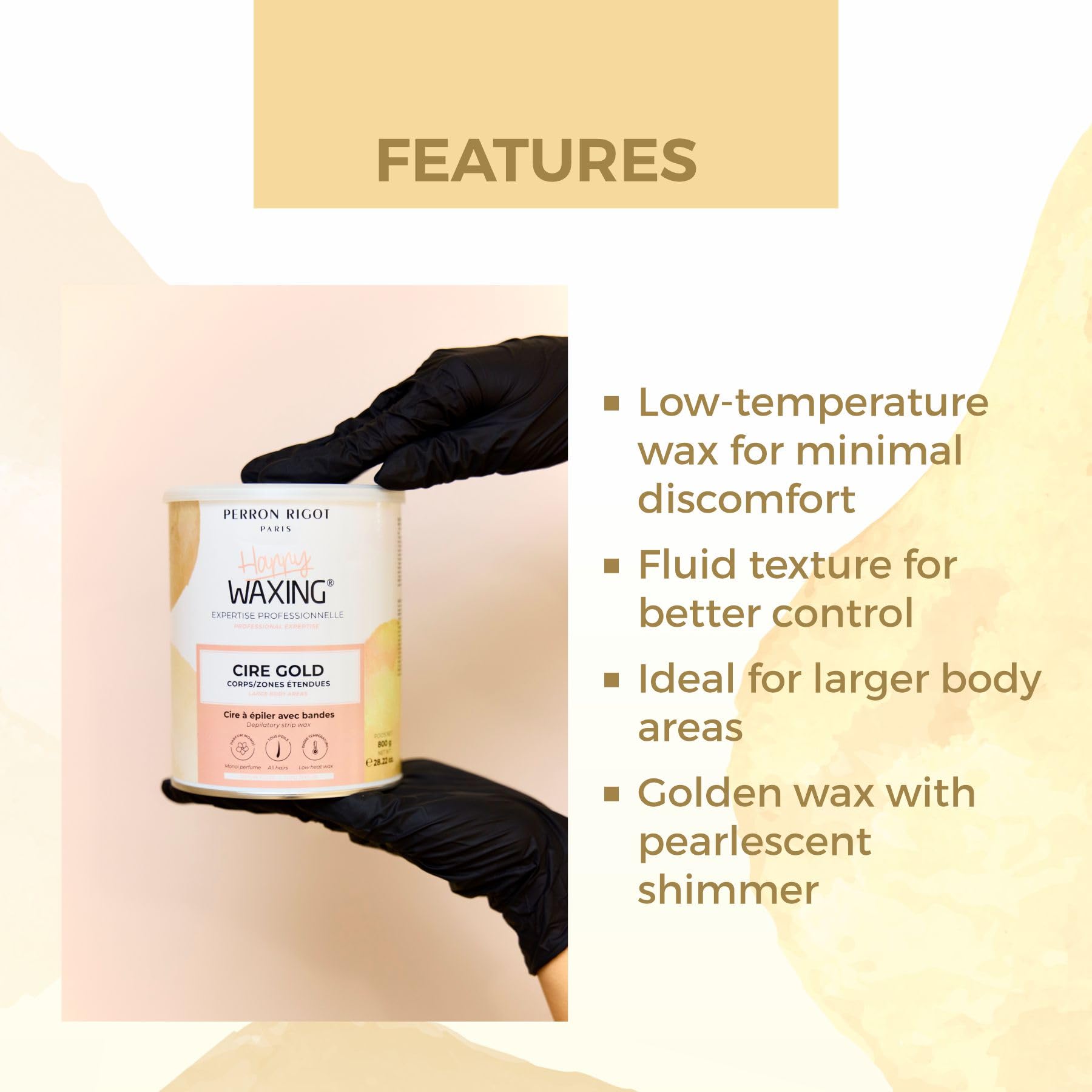 Perron Rigot Cire Gold Depilatory Tin Strip Wax for Full Body Waxing 800g with Monoi Fragrance 1