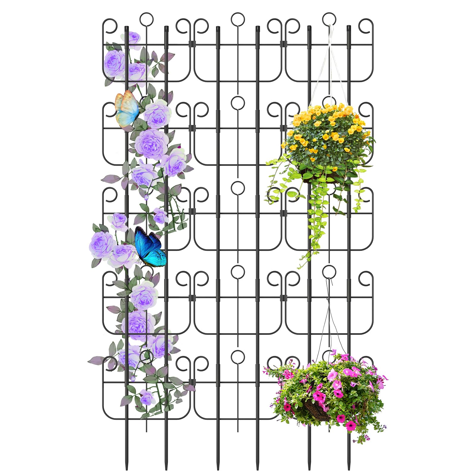 Garden Trellis for Climbing Plants, Outdoor Rustproof Heavy Duty Plant Climber Support for Flowers, Vine, Cucumbers, Expandable Height &amp; Width, No Dig Decorative Garden Fence Panels