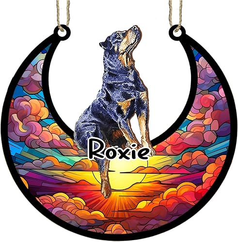 Vista 132 de LOVELYPOD Adorno de Navidad personalizado de perro pastor alemán, atrapasoles conmemorativo, adorno de Navidad de pastor alemán con nombre, pérdida