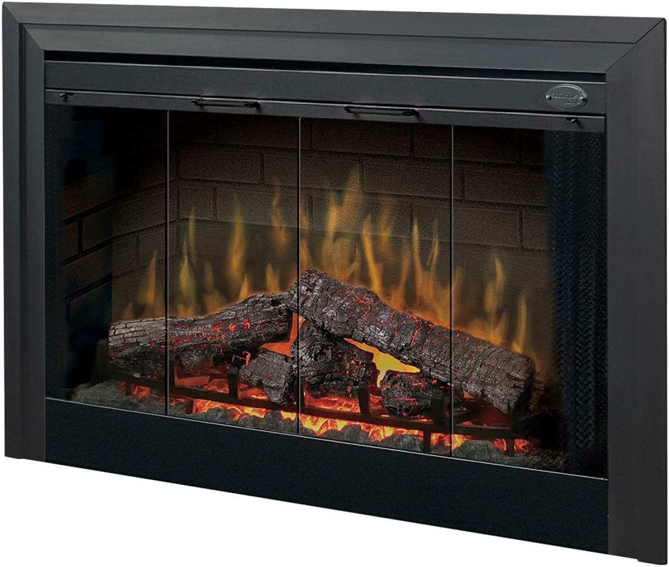 Dimplex Deluxe 45 inch Built-in Electric Firebox with Resin Logs and Brick Backing - Black, BF45DXP 45 inch Contemporary