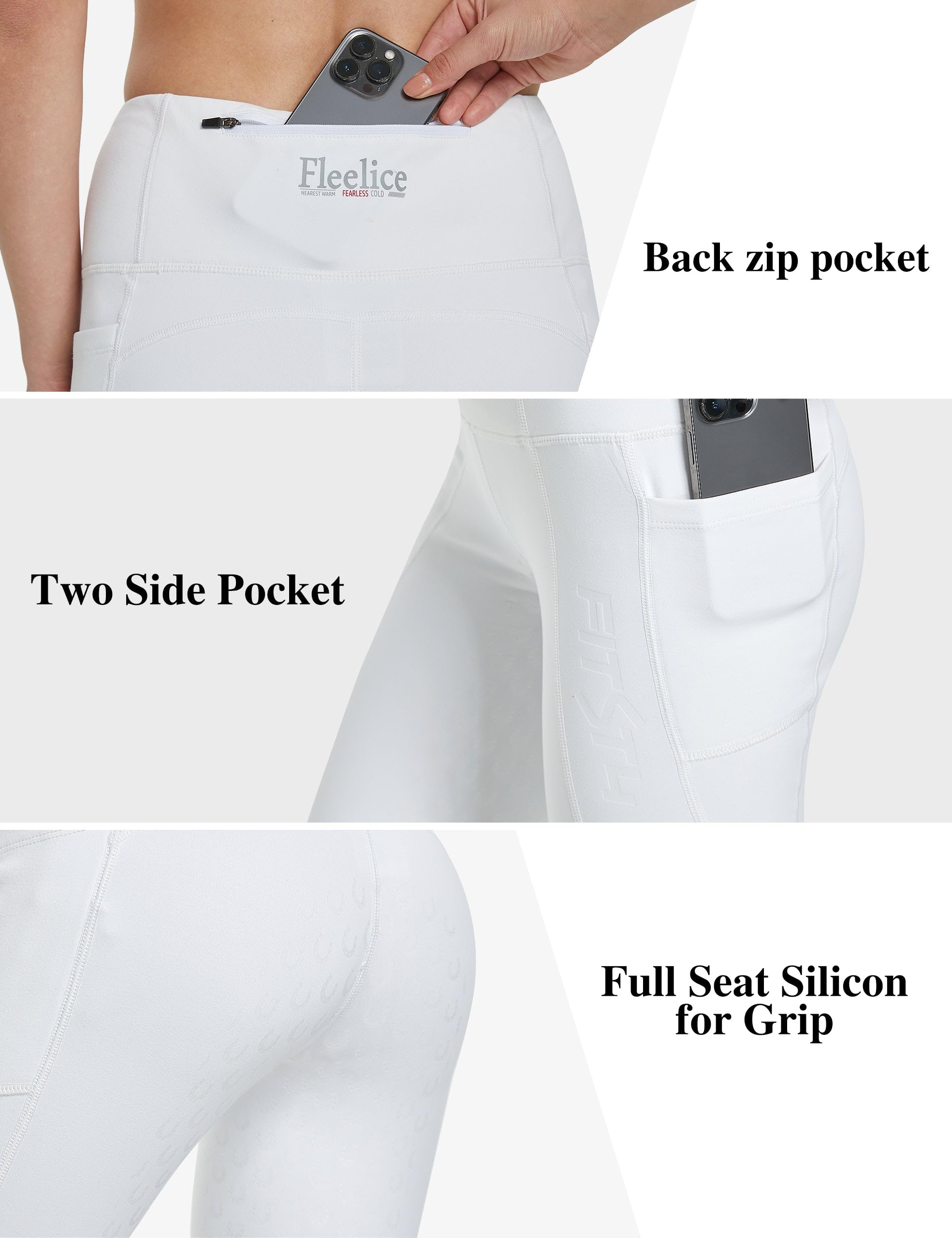 FitsT4 Sports Legging d'équitation pour Femme avec Bordure en Silicone et Passants de Ceinture