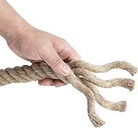Vista 4 de Cuerda de yute de 1 pulgada y 49 pies, cuerda de cáñamo trenzada para manualidades, escalada, hamaca, náutica, juego de tira y afloje, barandillas
