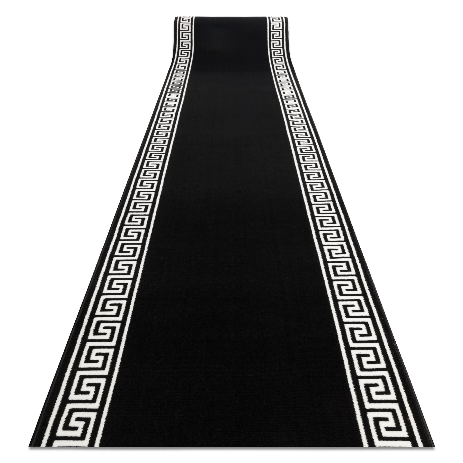rugsx Läufer BCF MORAD Grek - Griechisches Muster in Schwarz - Matte für Flur, Küche & Eingangsbereich - Teppichläufer 100x250 cm