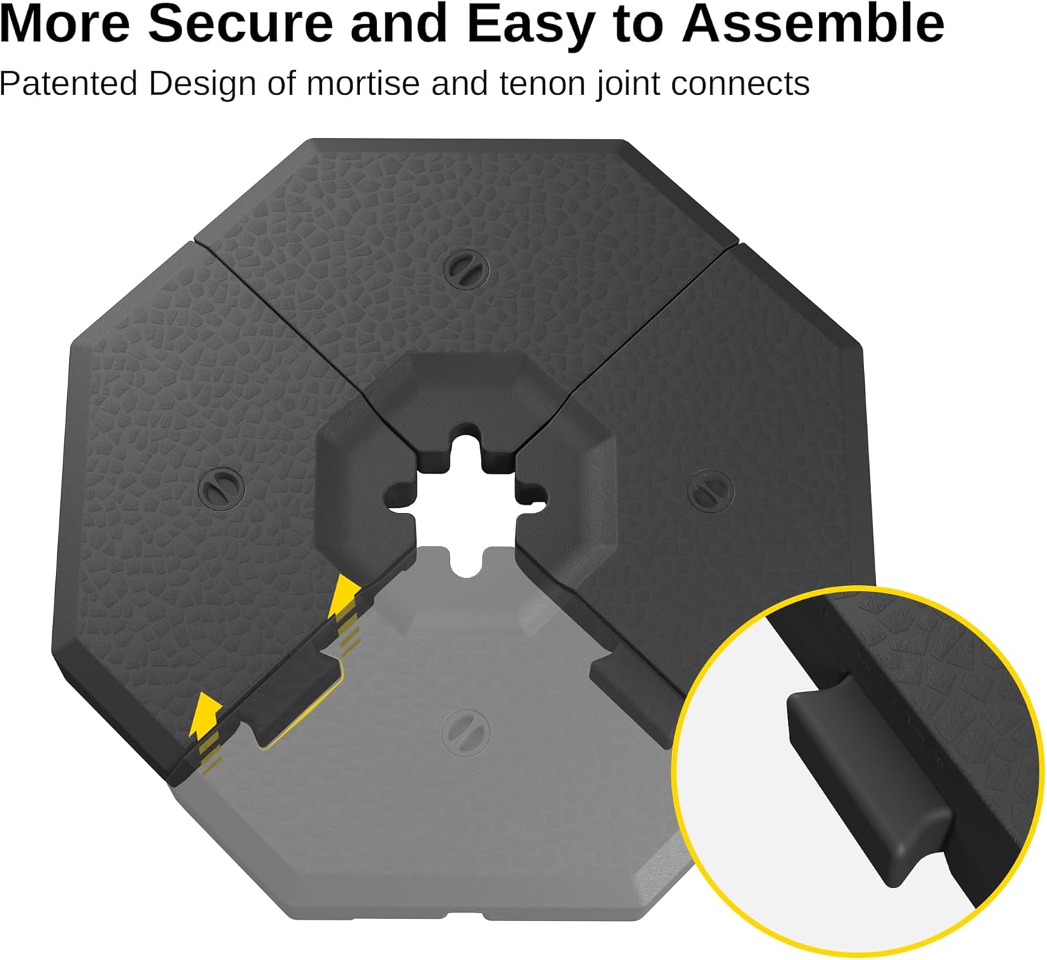 EAST OAK PUB23003 4-Piece Offset Patio Umbrella Base Plate Set with Mortise and, Tenon Joint for Garden, Black