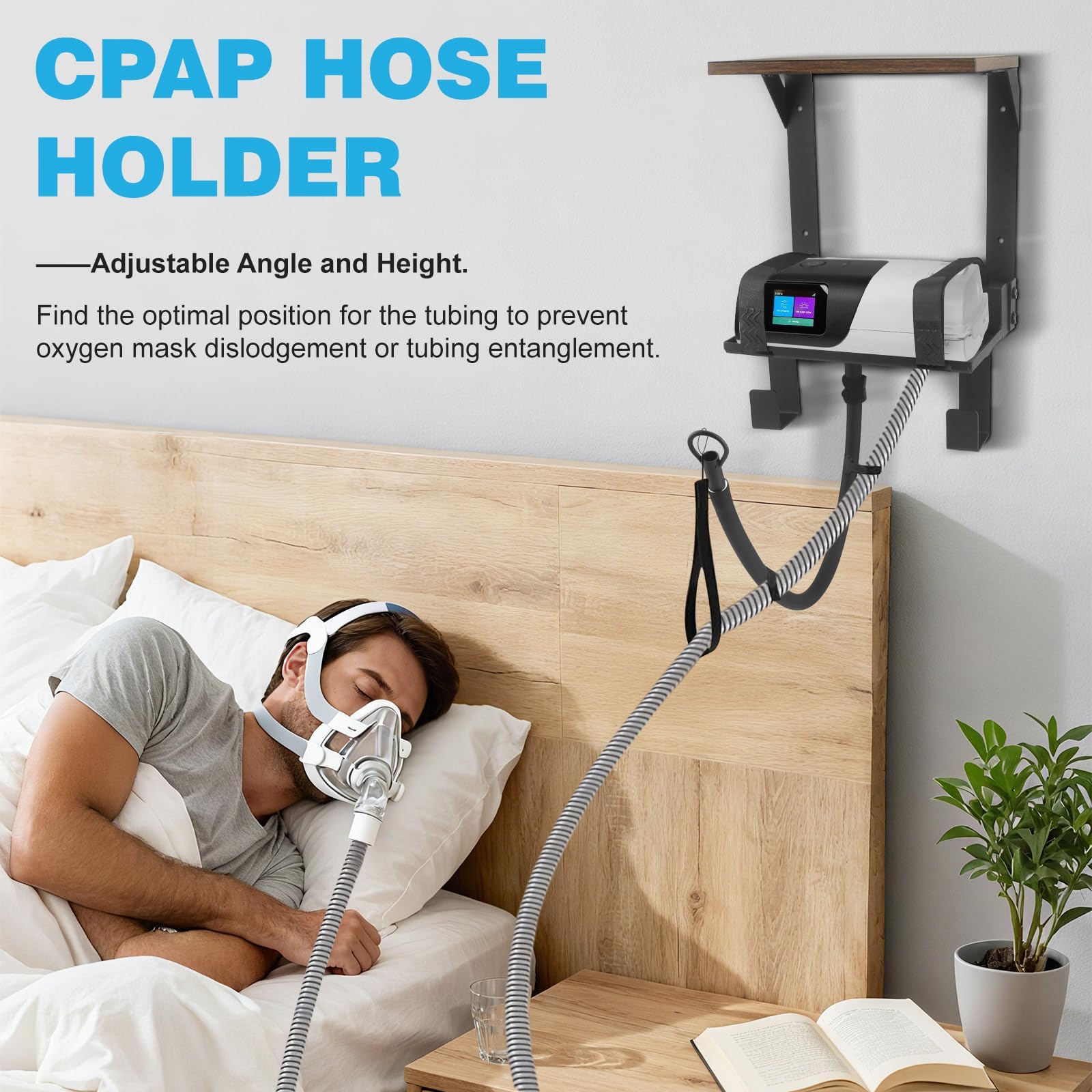 Upgrade CPAP Wandhalterung für ResMed AirSense 10 & 11 | 2-Ebenen-Organizer mit Schlauchhalter & Maskenhaken | Platzsparende Nachttisch-Alternative