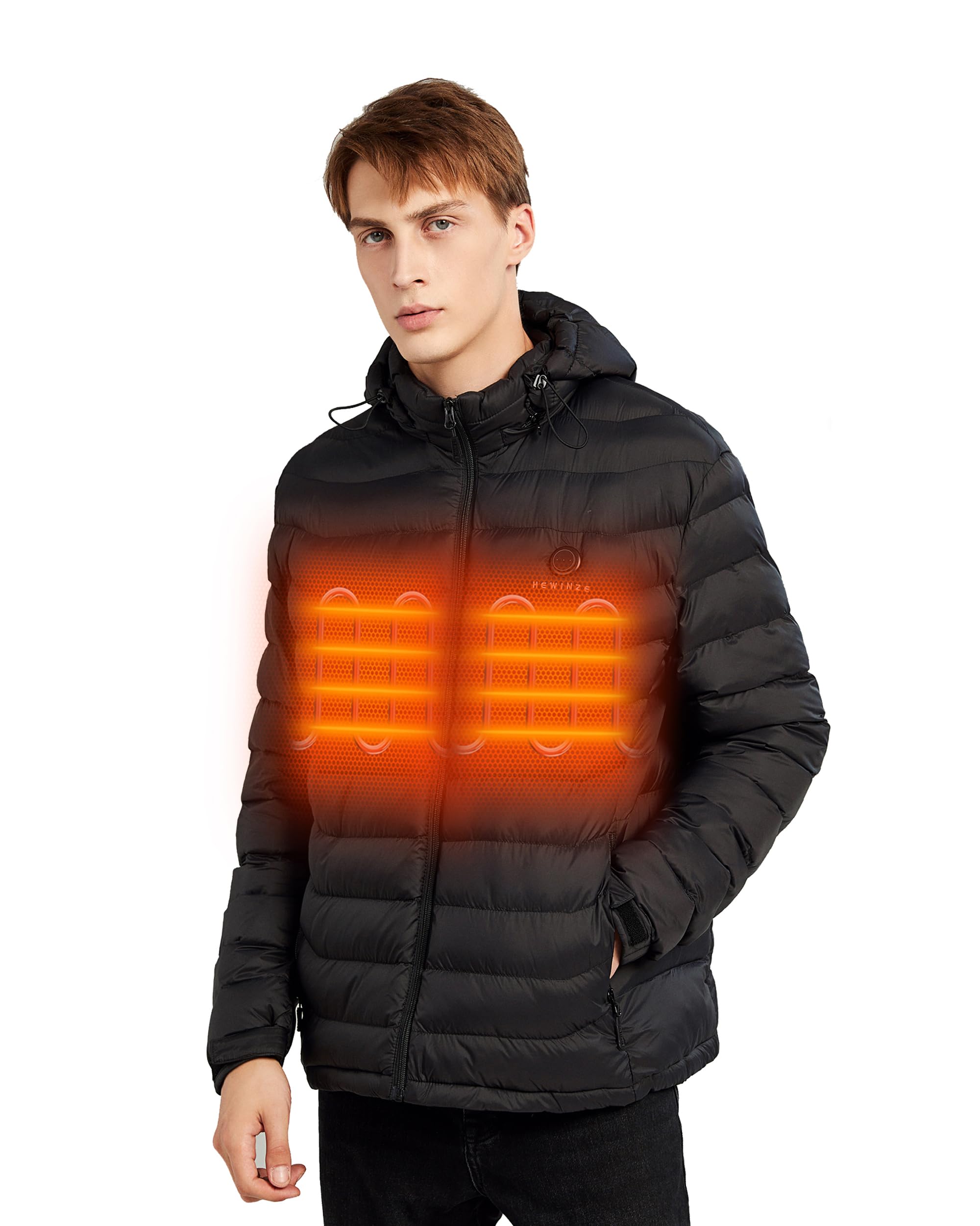 HEWINZE Veste Chauffante Femme avec batterie incluse,Manteau Chauffante Femme avec capuche pour L'hiver, la Chasse, L'extérieur, le Camping, Ski Équitation.