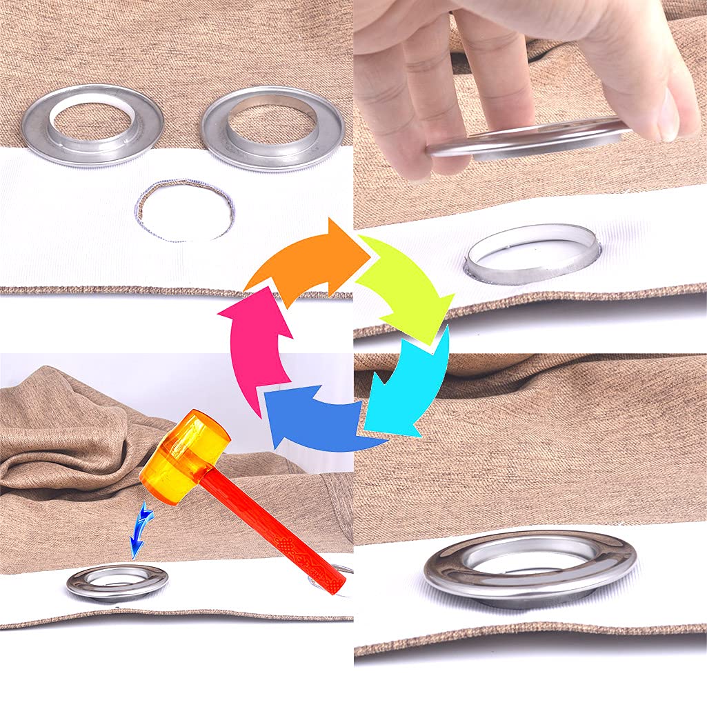 Ailejia Occhielli per tende in acciaio inox, rotondi, in metallo, diametro interno 4 cm, anelli per tende fai da te, in nanoscala, a basso rumore, 20 pezzi