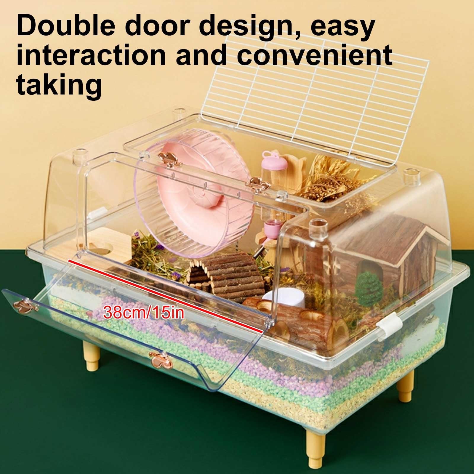 Cage Hamster Domestici, Gabbia per Criceti con Bottiglia d'Acqua, Ruota per Esercizi, Ciotola per Cibo e Nascondiglio per Criceti, Gabbia per Porcellini D'India(Green)