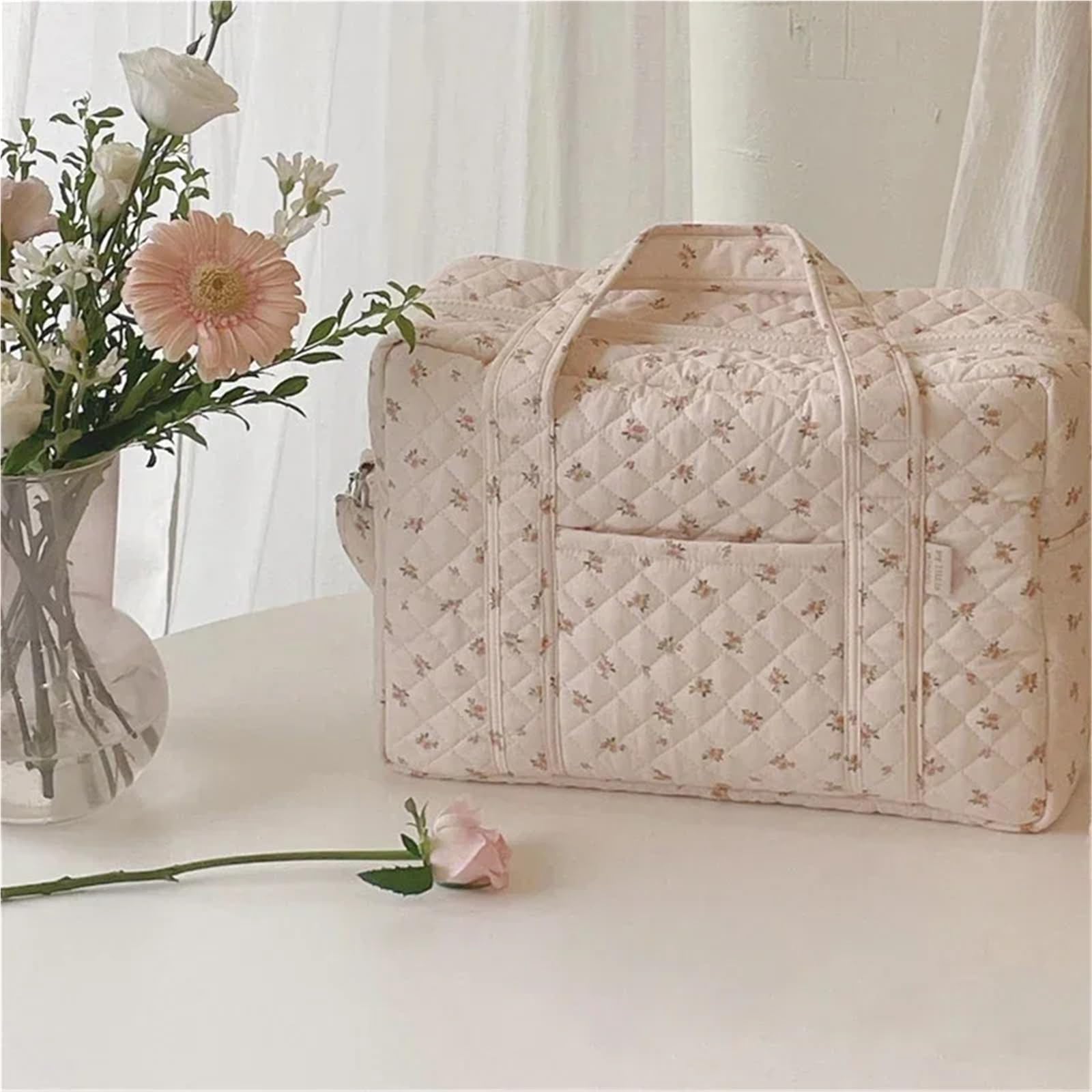 Borsa Passeggino Universale Borsa portaoggetti for Mamma Borsa a Tracolla Multifunzionale Borsa a Tracolla Leggera Trapuntata Floreale in Cotone Moda Portatile