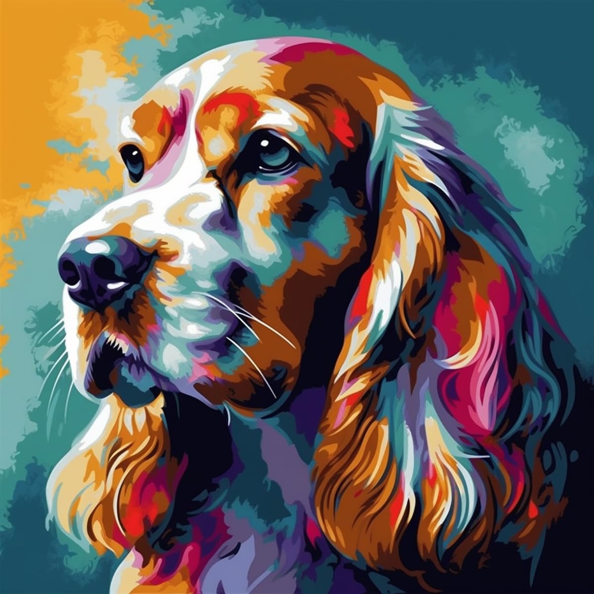 KANGBAWA Paint by Number for Adults Beginner Canvas Cocker Spaniel (8) Painting by Numbers Kits with 3 Brushes and Acrylic Paint(16X20 Inch)