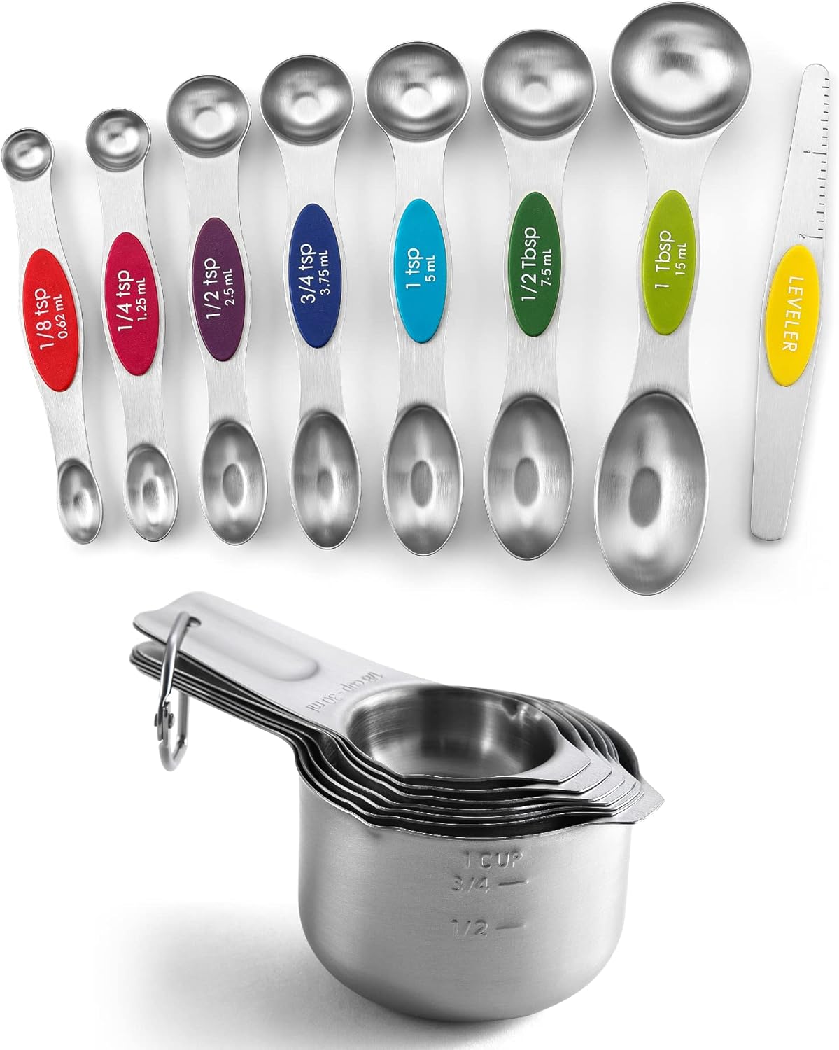 Spring Chef Stainless Steel Measuring Cups & Magnetic Measuring Spoons Set