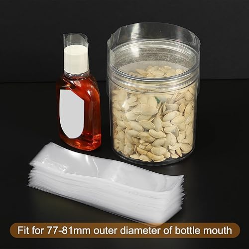 Miniatura 85 de PATIKIL Bandas retráctiles perforadas de 6.102 x 1.575 in, paquete de 400 bandas termocontraíbles de PVC para tapas de diámetro de 3.74 a 3.82