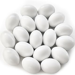 18 PCS Wooden Fake Chicken Eggs,White Wood Nest Egg Faux Egg for Crafts,Nesting Box,Easter,DIY, Help Hens Lay Eggs