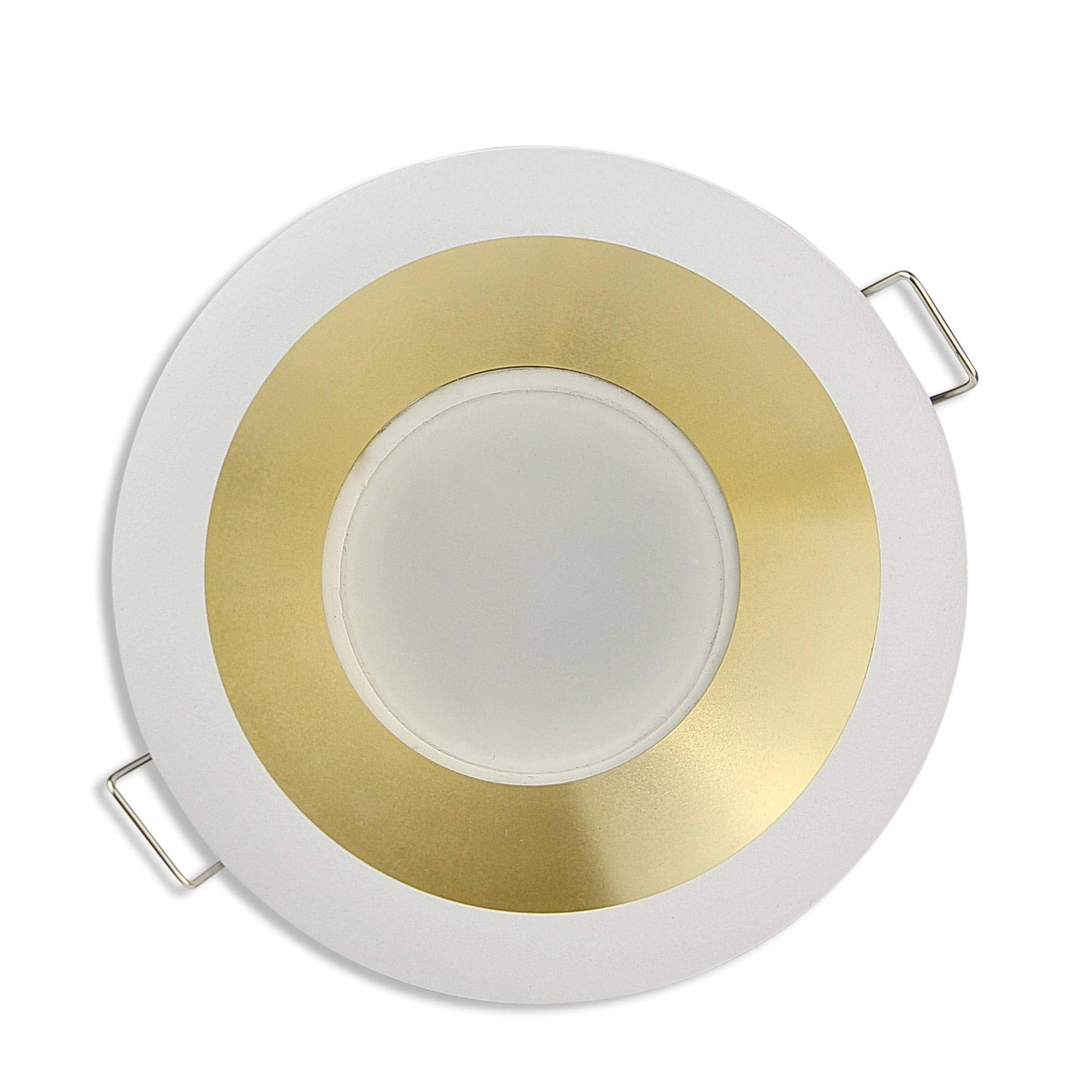 12x Vonhoff LED Einbaustrahler Set MR16 12V schwarz/gold rund neutralweiß 5 Watt sehr flach - Einbauleuchte Einbau-spot als Deckenleuchte und -strahler oder Wandleuchte - 75mm Bohrloch