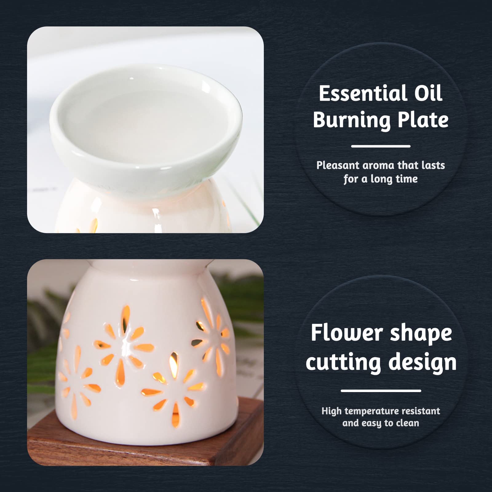 Ceramiczna lampa zapachowa do wosku, mini uchwyt na podgrzewacze, palnik olejowy do olejków eterycznych z woskiem zapachowym, palnik zapachowy z łyżeczką i dyfuzorem zapachowym