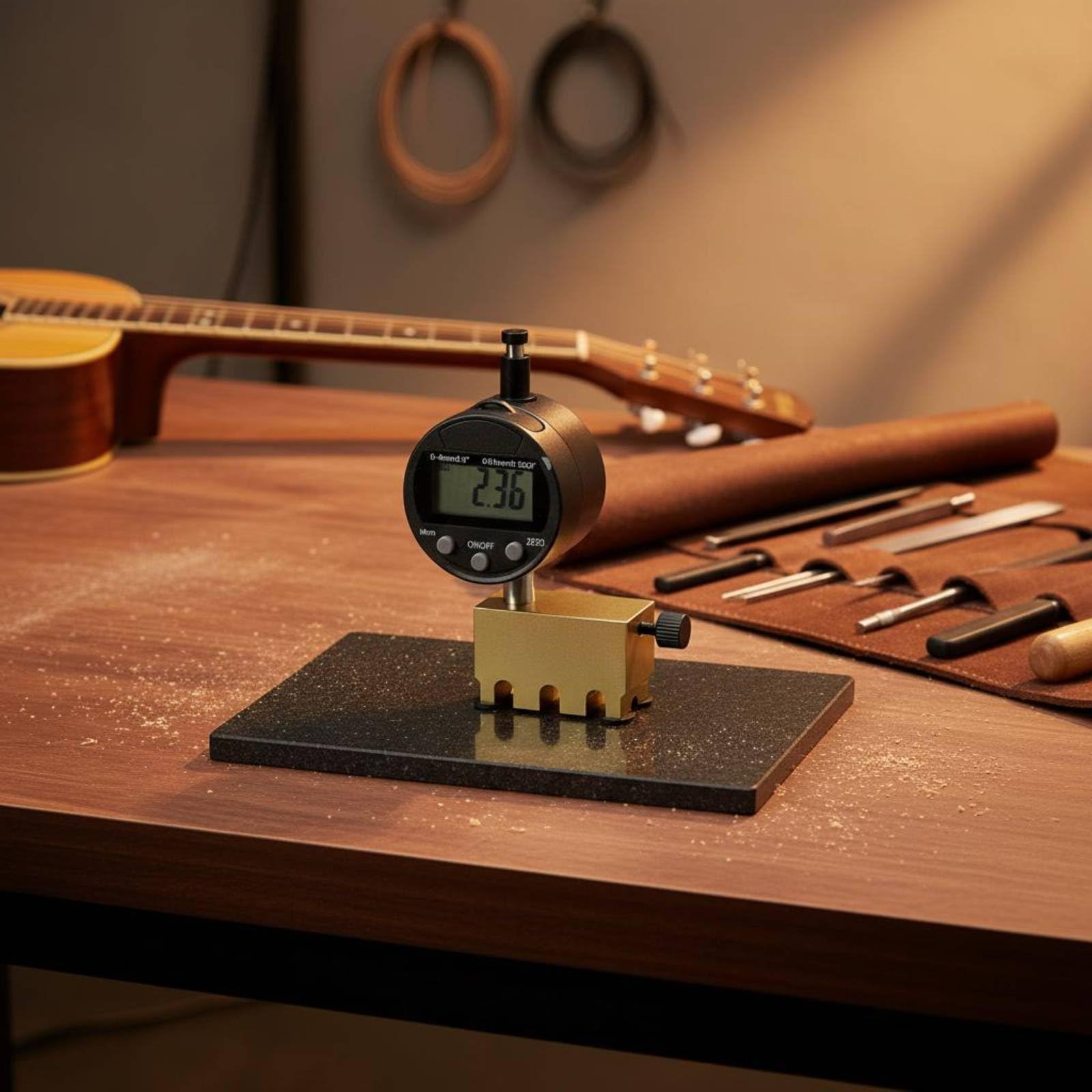 Gitarren-Saitenmaß mit Display digital digitales Gitarren-Action-Messgerät Messing Digitale Saitenhöhenmessung für Gitarrenbauer, Werkstatt, Proberaum , for Guitar Upgraded