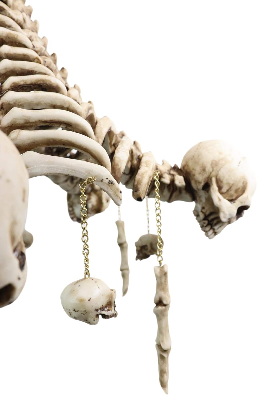 Ebros Gift Evil Resurrection Boneyard Ossuary Skulls Bones and Spines Pentagonal Ceiling Light Chandelier Lamp 20" High Macabre Death Skeletons Home Accent Halloween Decor