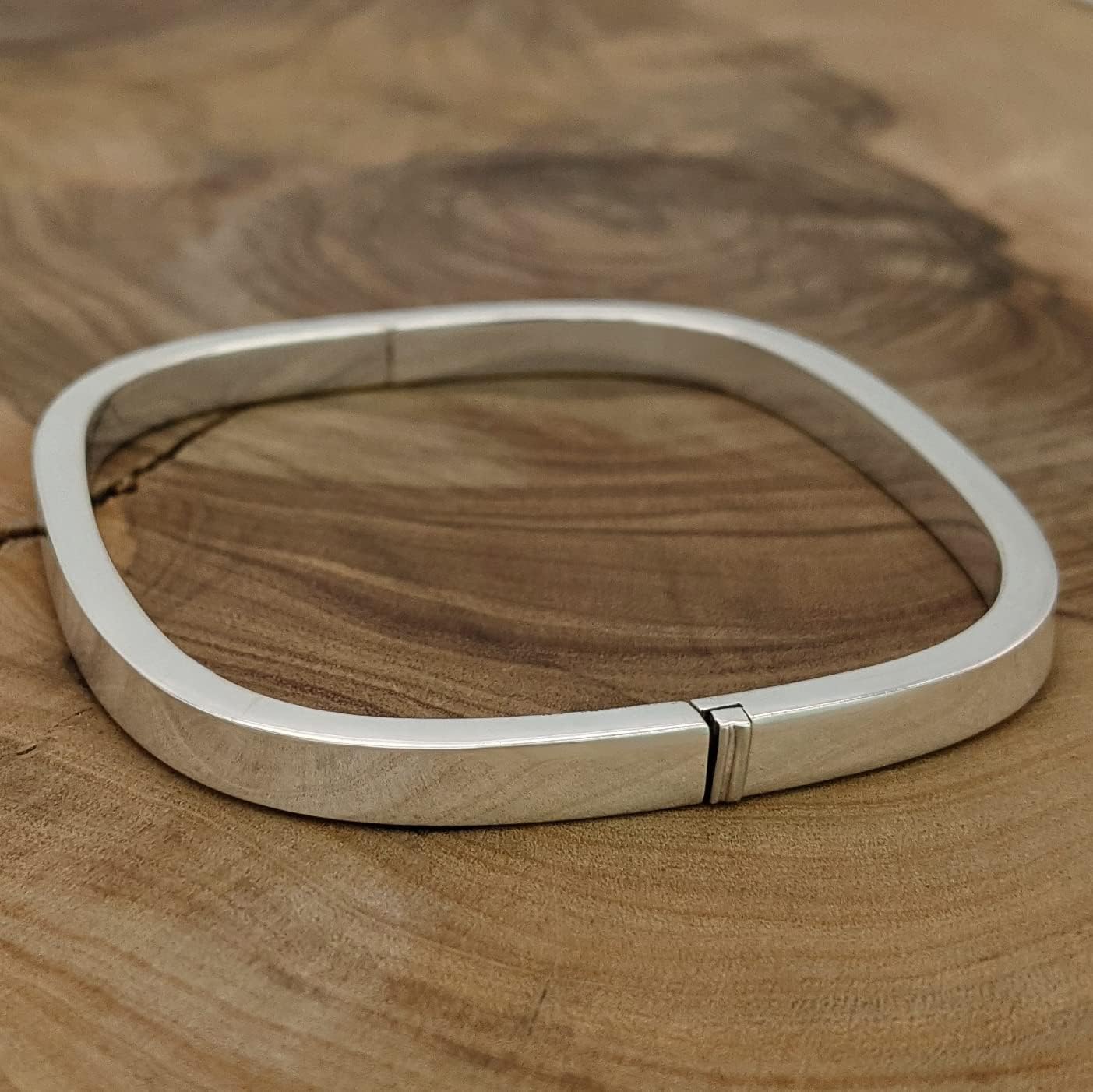 Silverly 5.2mm Square Hinged 925 Solid Silver Bangle - Elegant Square Tube Sterling Silver Bracelet - Mum Auntie Birthday Gifts - Classic Solid Silver Bracelets for Women