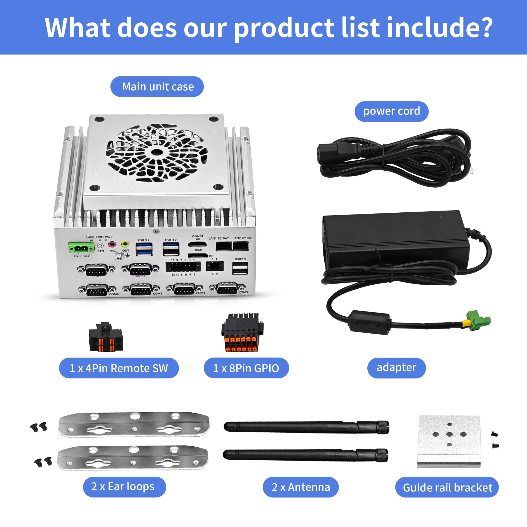 Industrie Mini PC Core i3-1235U, Firewall Netzwerk-PC, Aktive Kühlung für Stabilen Dauerbetrieb, DIN-Schiene, 2 x i210AT GbE LAN, Barebone, DC 9-36V Power Input