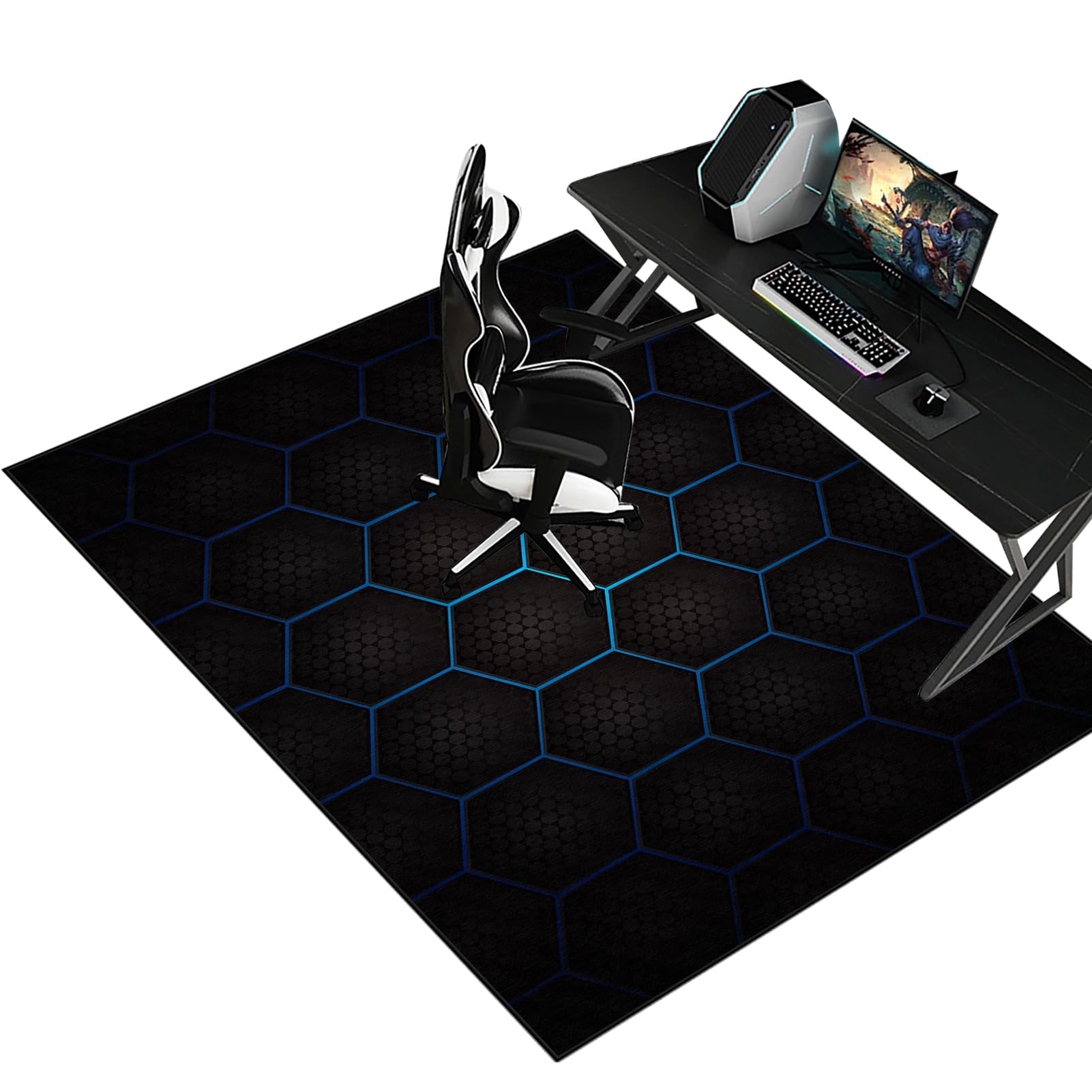 Fzamudng Desk Chair Mat for Carpeted Floors, Office Chair Mat for Hardwood Floor, 130 x 160 cm Office Floor Protector Mat for Desk Chair Easy Glide, Computer Gaming Chair Mat for Wood and Tile Floors