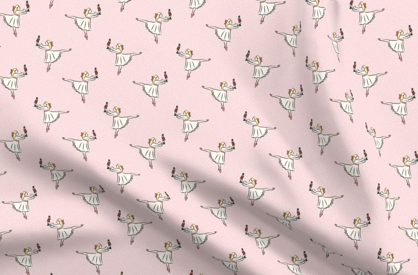 Spoonflower Fabric - Ballet Nutcracker Pink Girl Trendy Holiday Dance Cloth Printed on Upholstery Velvet Fabric Fat Quarter - Upholstery Home Decor Bottomweight Apparel