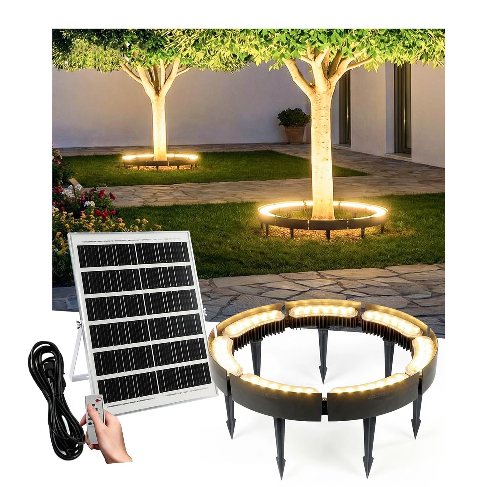 KPHYMOD Outdoor Solar Round Plant Light, Dusk to Dawn Landscape Uplighting