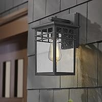 Vista 5 de Outdoor Light Fixture Wall Mount, Modern Exterior Lights Fixture Wall Sconces with Seeded Glass for Front Porch, Farmhouse Waterproof Black Carriage