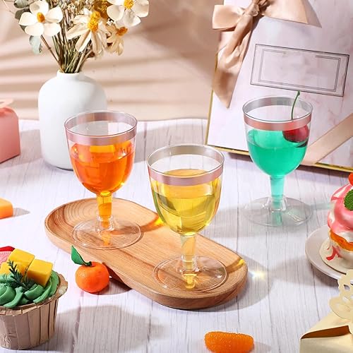 Miniatura 4 de Thenshop Paquete de 50 copas de champán de plástico de 5 onzas, copas de vino desechables transparentes con tallo, copas de cóctel reutilizables