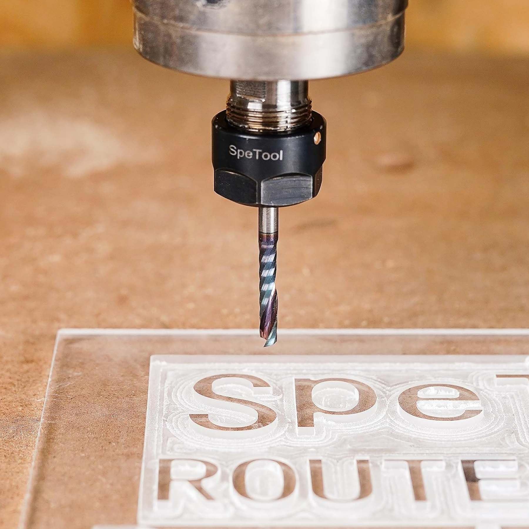 SpeTool 5 Stück Alu Fräser 4 mm Schaft CNC Holz VHM 22 mm Schnittlänge Schaftfräser mit DLC Beschichtung für Aluminium und Kunststoff