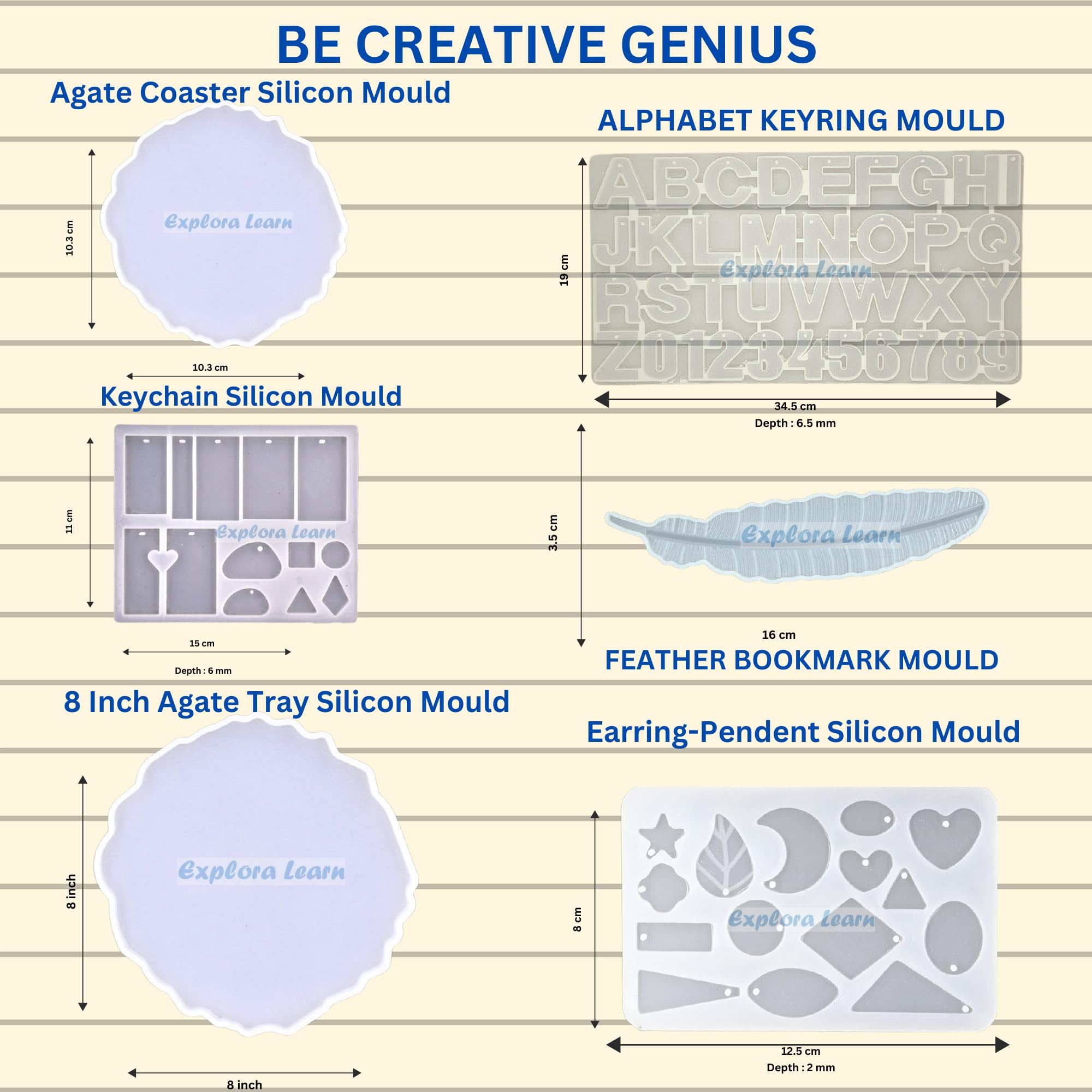 exploralearn Ultimate Resin Art Kit - DIY Coaster Kit with 200 gm Epoxy Resin and silicone moulds - Comprehensive Resin Art Materials - Mica, Glitters and Flakes|Resin Art Kit for beginners|Multicolor 1