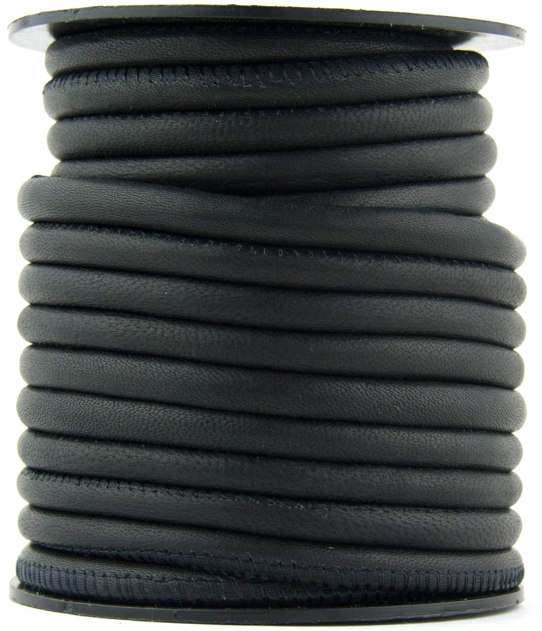 Xsotica-Nappa Stitched Round Leather Cord 3 MM 1 Yard (Black)
