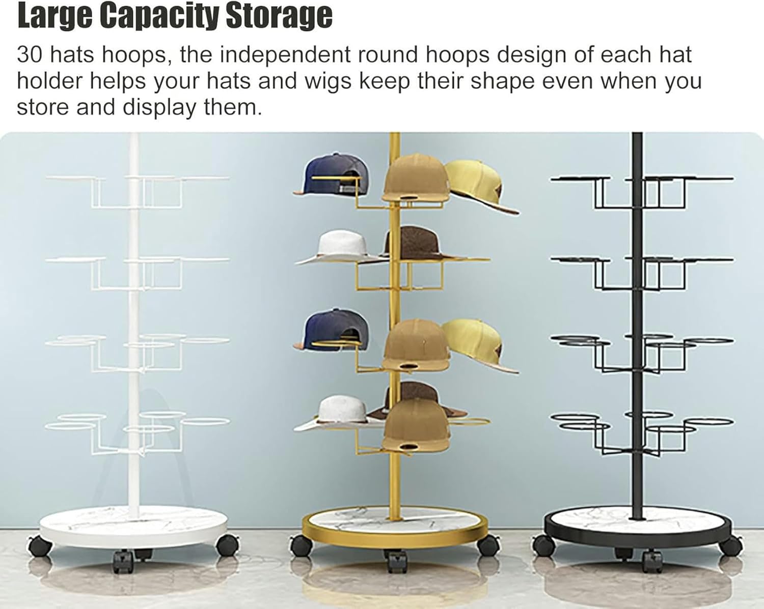 6-Layer Freestanding Hat Storage Rack - Heavy Duty Mobile Organizer for Baseball Caps, Cowboy Hats & More - Perfect Hat Display Stand for Home & Office