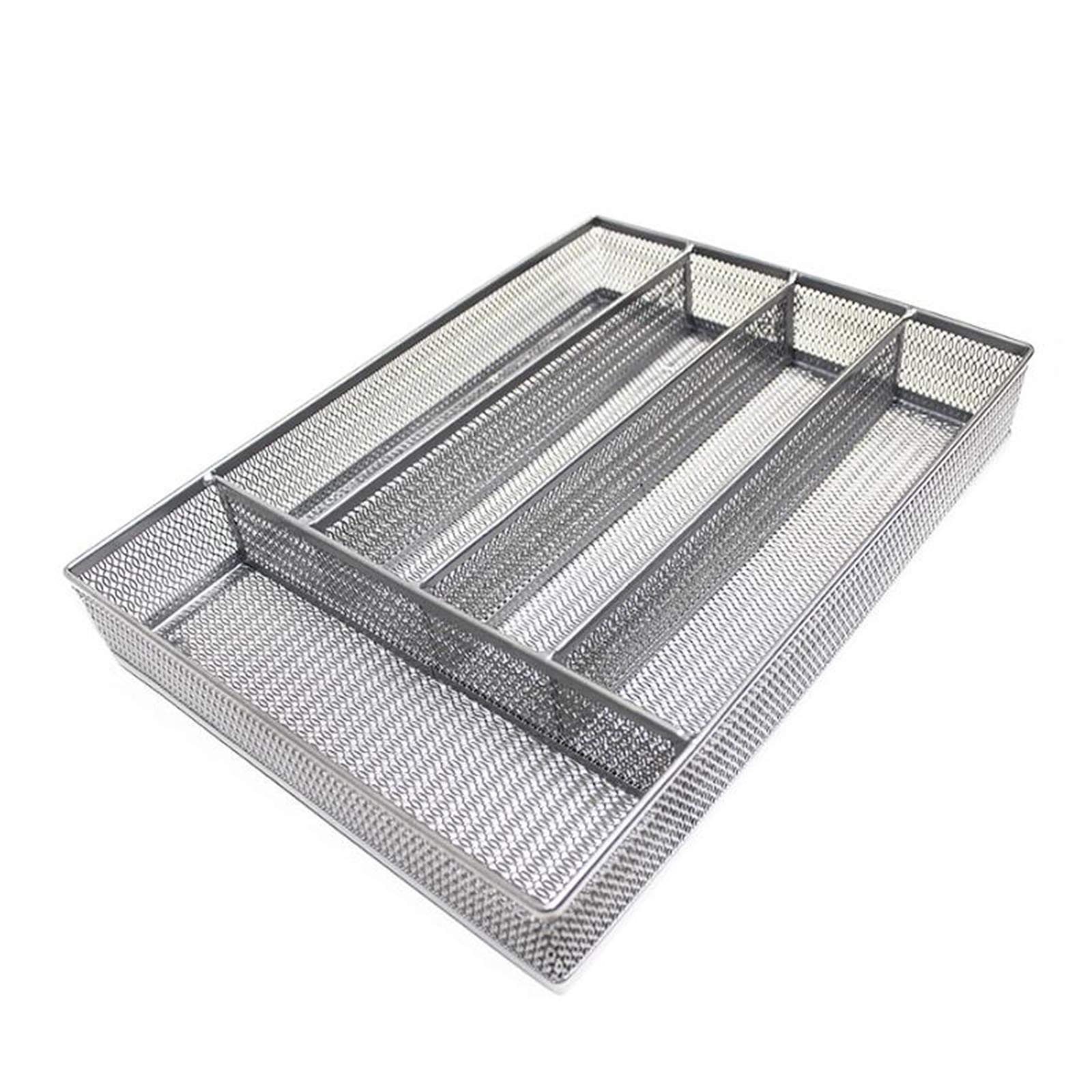 Generisch Dieser Besteckkasten aus Netzgewebe mit 5 Fächern und rutschfesten Füßen dient der Organisation und Aufbewahrung von Küchenbesteck und Küchenutensilien. Farbe: Braun (Silber).