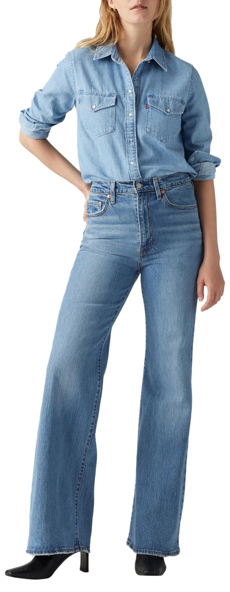 Levi's Ribcage Bells Blacks, On The Town No Crack, 25W x 34L