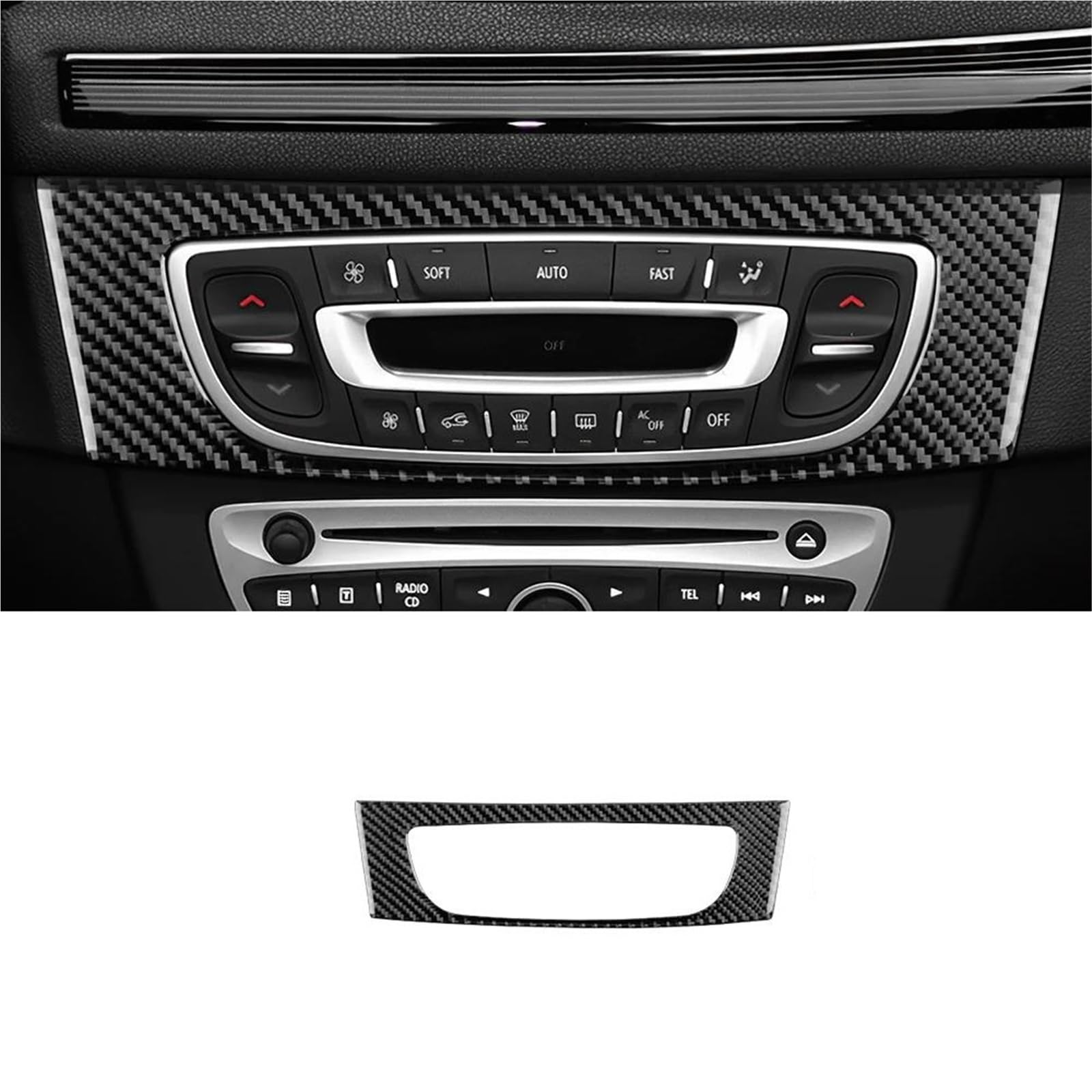 for Renault for Fluence for Megane RS 2009 2010 2011 2012 2013 2014 LHD RHD Interior Central Control CD Sticker KISSGPIPOL(Black Carbon)
