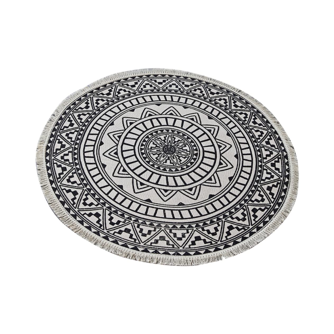 Tapis de sol rond tissé en coton Yardwe de style circulaire moderne