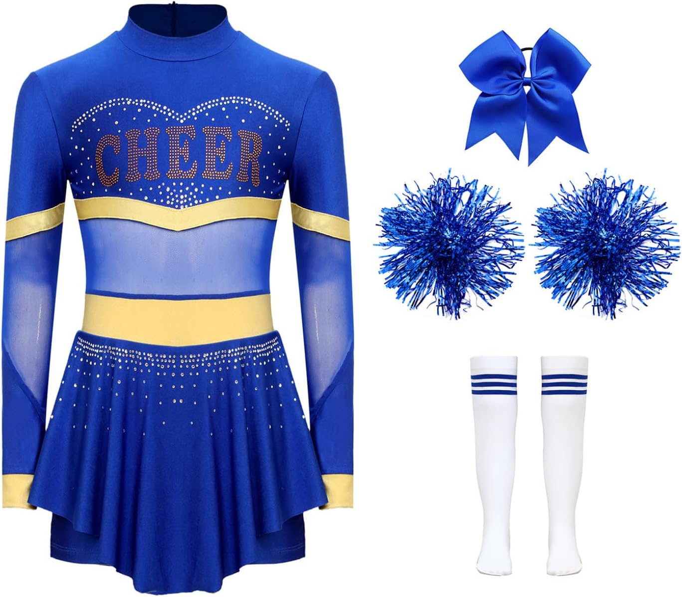 Hansber Girls Cheerleading Outfits Cheer Leader Uniform Cheer Dance Costumes Halloween Carnival Sports Games Dress Up