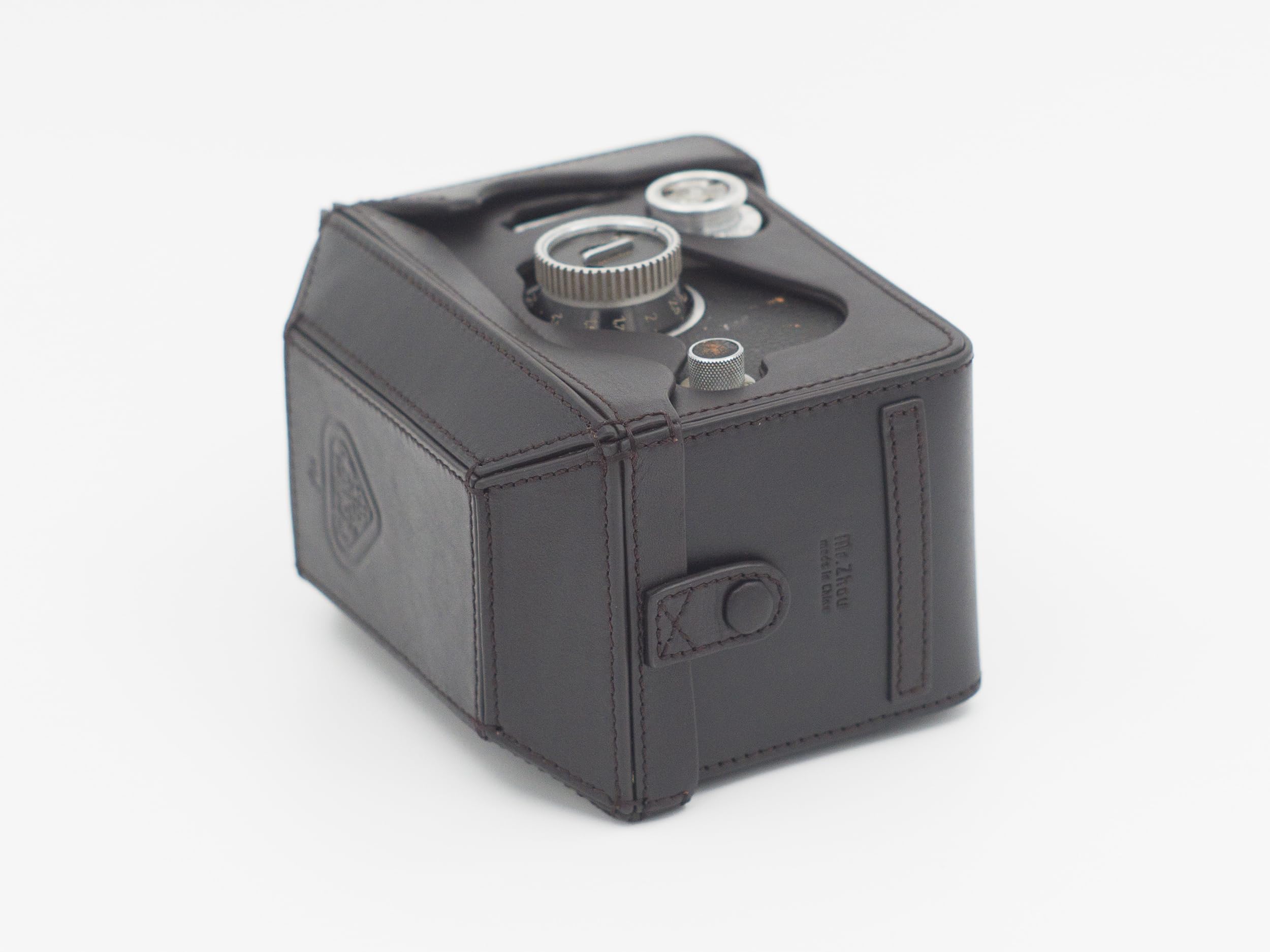 Custodia protettiva completa in pelle per Rolleiflex 2.8F 2.8E 2.8D, 3.5F, 3.5E, 3.5D e compatibile con Rolleikin 35 mm Kit adattatore pellicola, Marrone scuro, Custodia protettiva leggera