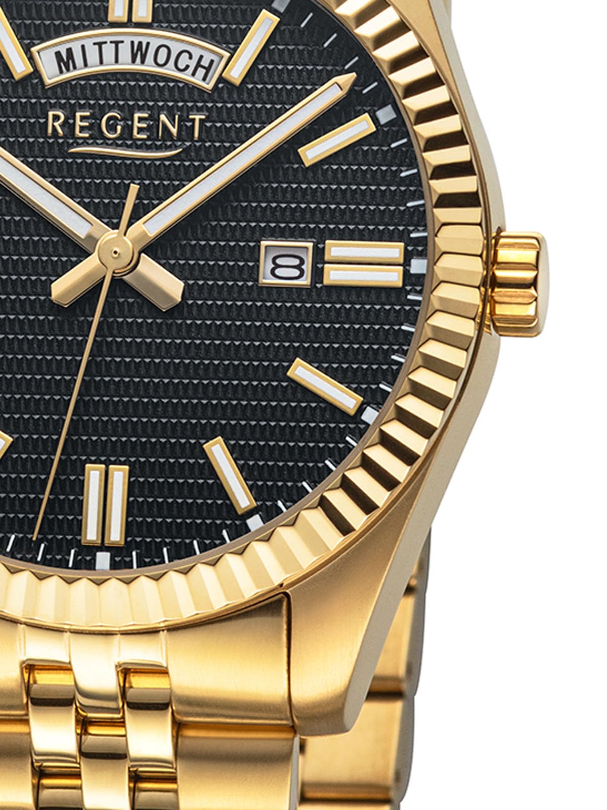 REGENT Herrenuhr mit Edelstahl Armband 40 MM Durchmesser 10 Bar Datum Wochtentag in verschiedenen Varianten