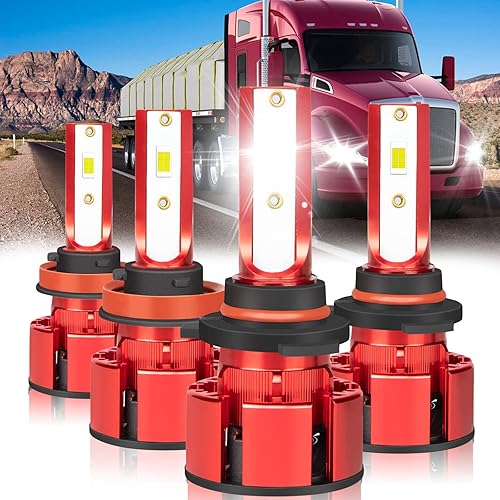 OBNDVU Bombillas para faros delanteros 9005 H11 para Kenworth T680 T880 (2013-2019), luz alta 9005HB3 + haz bajo H11H9, 36000LM 6500K blanco frío