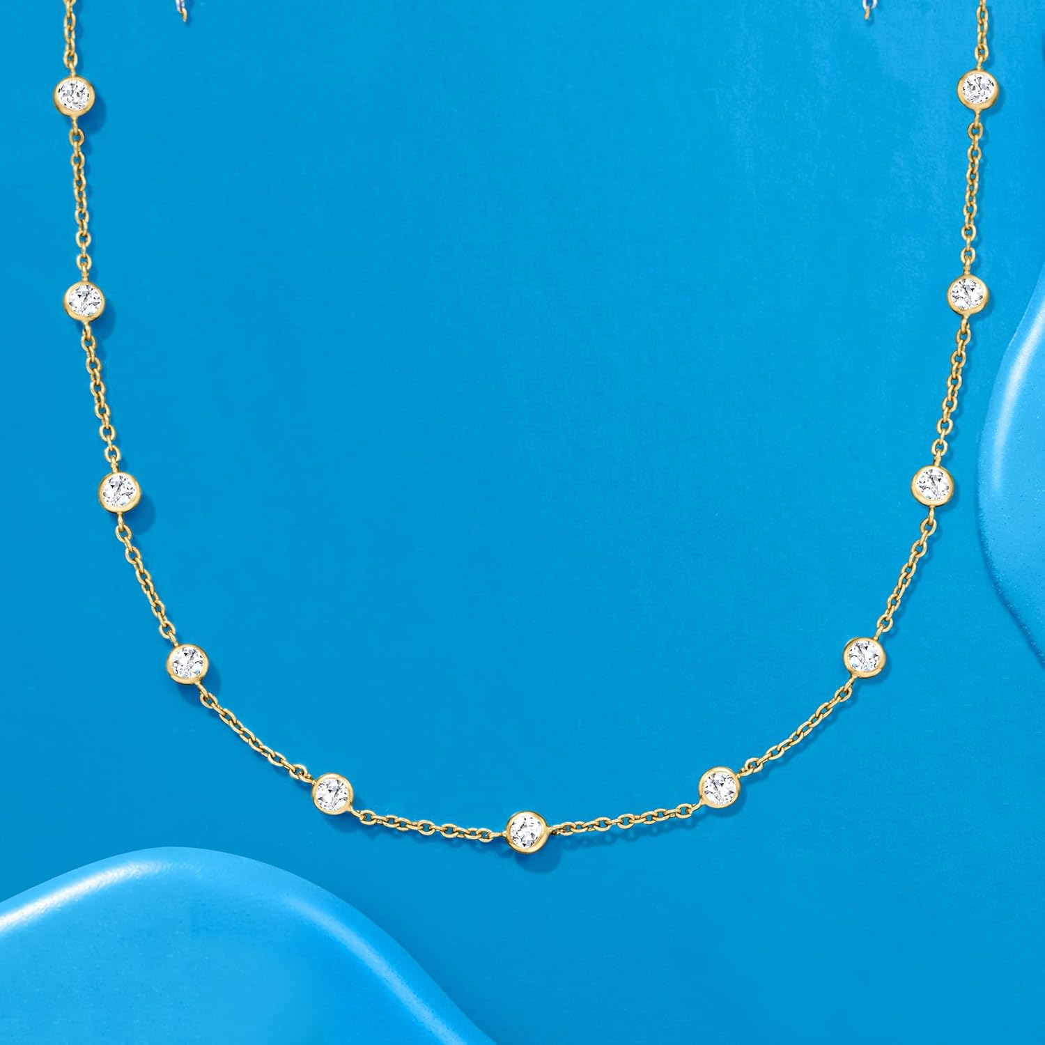 Ross-Simons 4.50 ct. t.w. CZ Station Necklace